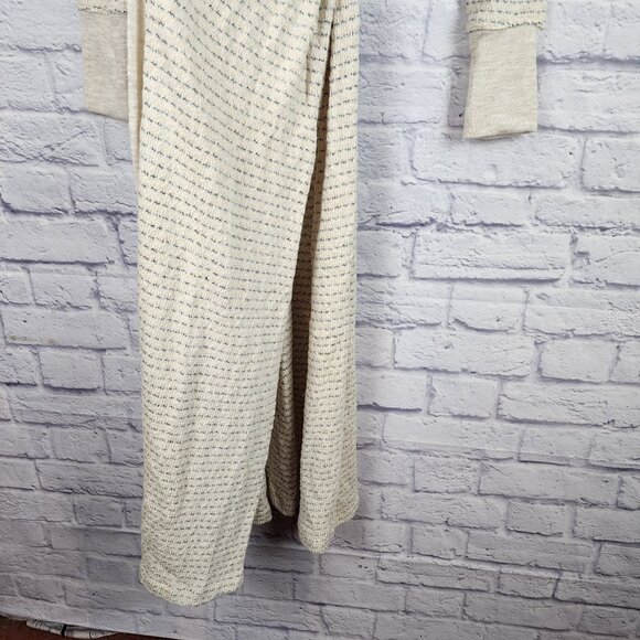 BCBGeneration Women's Size Medium Beige Striped Long Open Front Cardigan Sweater - Picture 7 of 10